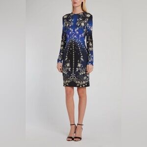 Roberto Cavalli Star Print Long Sleeve Mini Dress 42 / Multicolor Women's